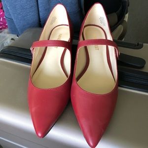 Nine West Mary Jane Flats, red leather